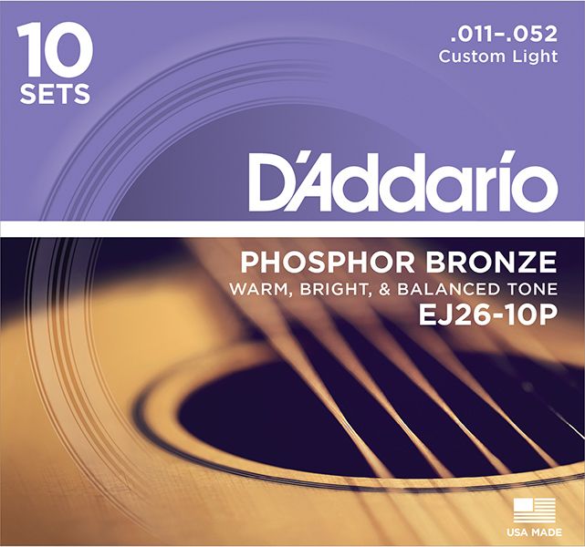 Детальная картинка товара D'Addario EJ26-10P Phosphor Bronze в магазине Музыкальный Мир